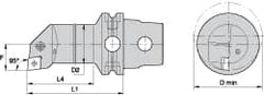 Kennametal - Right Hand Cut, Size KM63, CN.. Insert Compatiblity, Internal Modular Turning & Profiling Cutting Unit Head - 27mm Ctr to Cutting Edge, 140mm Head Length, Through Coolant, Series Kenlever - Benchmark Tooling