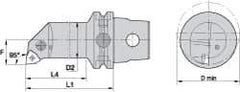 Kennametal - Right Hand Cut, Size KM63, WN.. Insert Compatiblity, Internal Modular Turning & Profiling Cutting Unit Head - 17mm Ctr to Cutting Edge, 125mm Head Length, Through Coolant, Series Kenlever - Benchmark Tooling