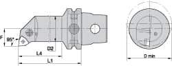 Kennametal - Left Hand Cut, Size KM63, WN.. Insert Compatiblity, Internal Modular Turning & Profiling Cutting Unit Head - 17mm Ctr to Cutting Edge, 125mm Head Length, Through Coolant, Series Kenlever - Benchmark Tooling