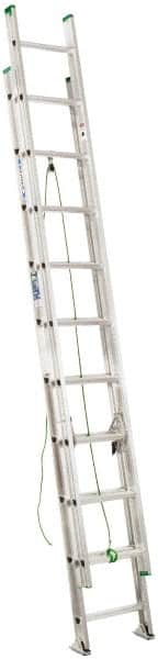 Werner - 28' High, Type II Rating, Aluminum Extension Ladder - 225 Lb Capacity, 25' Working Length - Benchmark Tooling