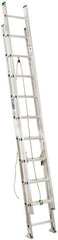 Werner - 28' High, Type II Rating, Aluminum Extension Ladder - 225 Lb Capacity, 25' Working Length - Benchmark Tooling