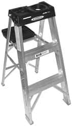 Werner - 2 Steps, 3' High, Type IA Rating, Aluminum Step Ladder - 300 Lb Capacity, 17-3/4" Base Width - Benchmark Tooling