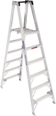 Werner - 6 Steps, 8' High, Type IA Rating, Aluminum Platform Ladder - 300 Lb Capacity, 28-1/4" Base Width - Benchmark Tooling