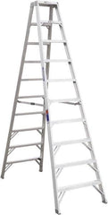 Werner - 9 Steps, 10' High, Type IA Rating, Aluminum Step Ladder - 300 Lb Capacity, 28-3/4" Base Width - Benchmark Tooling