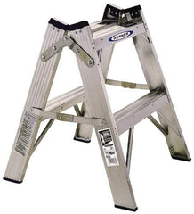 Werner - 1 Step, 2' High, Type I Rating, Aluminum Step Stand - 250 Lb Capacity, 21-1/4" Base Width - Benchmark Tooling