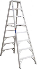 Werner - 7 Steps, 8' High, Type IA Rating, Aluminum Step Ladder - 300 Lb Capacity, 25-3/4" Base Width - Benchmark Tooling