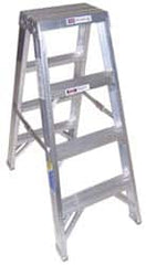 Werner - 3 Steps, 4' High, Type IAA Rating, Aluminum Step Ladder - 375 Lb Capacity, 21-1/4" Base Width - Benchmark Tooling