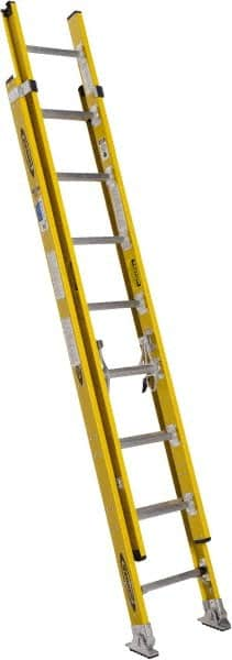 Werner - 16' High, Type IAA Rating, Fiberglass Extension Ladder - 375 Lb Capacity, 13' Working Length - Benchmark Tooling