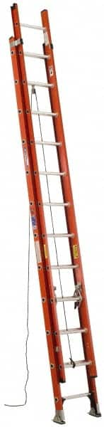 Werner - 28' High, Type IA Rating, Fiberglass Extension Ladder - 300 Lb Capacity, 25' Working Length - Benchmark Tooling