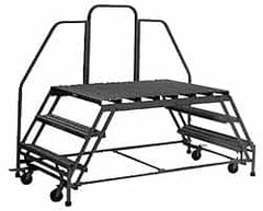 PW Platforms - 4 Step Platform - Double Access Rolling Work Platform, 500 Lb Capacity, 40" Platform Height, 38" Base Width x 89" Base Depth - Benchmark Tooling