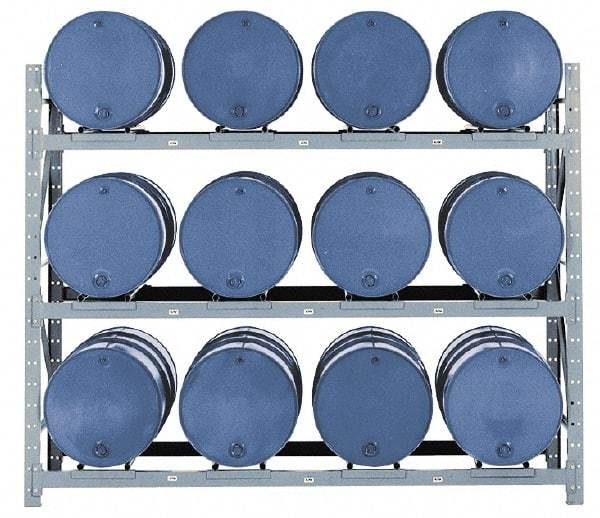 Made in USA - 14,475 Lb Load Capacity, 30 & 55 Gal Drum Pallet Rack - 105" Wide x 84" High - Benchmark Tooling