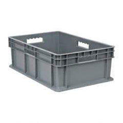 Akro-Mils - 1.78 Cu Ft, 83 Lb Load Capacity Gray Polyethylene Tote Container - Stacking, 23.3" Long x 15.8" Wide x 8.3" High - Benchmark Tooling