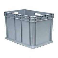 Akro-Mils - 3.55 Cu Ft, 150 Lb Load Capacity Gray Polyethylene Tote Container - Stacking, 23.3" Long x 15.8" Wide x 16.1" High - Benchmark Tooling