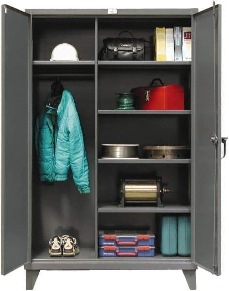 Strong Hold - 5 Shelf Combination Storage Cabinet - Steel, 48" Wide x 24" Deep x 72" High, Dark Gray - Benchmark Tooling