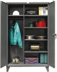 Strong Hold - 5 Shelf Combination Storage Cabinet - Steel, 48" Wide x 24" Deep x 72" High, Dark Gray - Benchmark Tooling