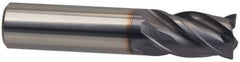 Guhring - 3/4", 1" LOC, 3/4" Shank Diam, 3" OAL, 4 Flute, Solid Carbide Square End Mill - Single End, Nano-A Finish, Spiral Flute, Variable° Helix, Centercutting, Right Hand Cut, Right Hand Flute, Series 4257 - Benchmark Tooling