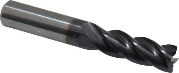 Guhring - 3/8", 1" LOC, 3/8" Shank Diam, 2-1/2" OAL, 4 Flute, Solid Carbide Square End Mill - Single End, Nano-A Finish, Spiral Flute, 36/38° Helix, Centercutting, Right Hand Cut, Right Hand Flute, Series 3080 - Benchmark Tooling