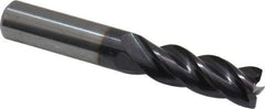 Guhring - 3/8", 1" LOC, 3/8" Shank Diam, 2-1/2" OAL, 4 Flute, Solid Carbide Square End Mill - Single End, Nano-A Finish, Spiral Flute, 36/38° Helix, Centercutting, Right Hand Cut, Right Hand Flute, Series 3080 - Benchmark Tooling