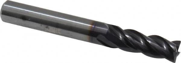 Guhring - 5/16", 13/16" LOC, 5/16" Shank Diam, 2-1/2" OAL, 4 Flute, Solid Carbide Square End Mill - Single End, Nano-A Finish, Spiral Flute, 36/38° Helix, Centercutting, Right Hand Cut, Right Hand Flute, Series 3080 - Benchmark Tooling