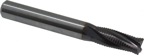 Guhring - 5/16" Diam, Fine Pitch, 3/4" LOC, 4 Flute Solid Carbide Roughing Square End Mill - FIREX Finish, 2-1/2" OAL, 5/16" Shank Diam, Single End, Centercutting - Benchmark Tooling