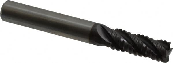 Guhring - 5/16" Diam, Coarse Pitch, 13/16" LOC, 4 Flute Solid Carbide Roughing Square End Mill - Nano-A Finish, 2-1/2" OAL, 5/16" Shank Diam, Single End, Centercutting - Benchmark Tooling