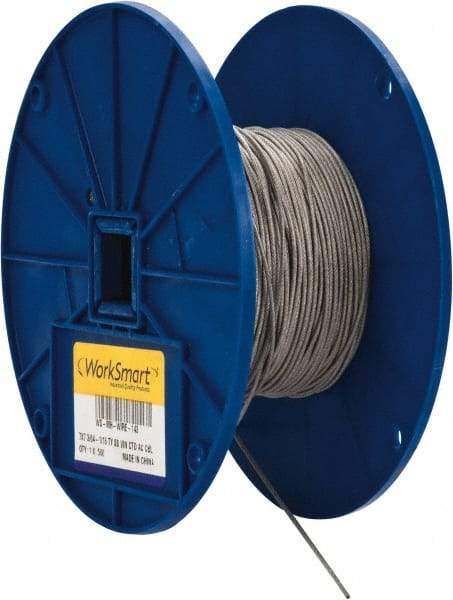 Value Collection - 1/16" x 3/64" Diam, Aircraft Cable - 270 Lb Breaking Strength, 7 x 7 Strand Core, Vinyl Coating - Benchmark Tooling