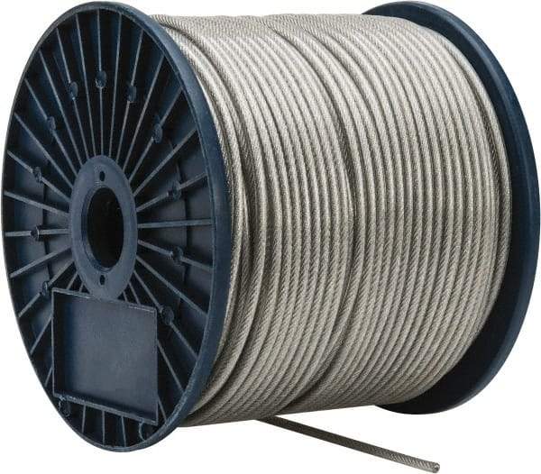 Value Collection - 3/16" x 3/32" Diam, Aircraft Cable - 920 Lb Breaking Strength, 7 x 7 Strand Core, Vinyl Coating - Benchmark Tooling