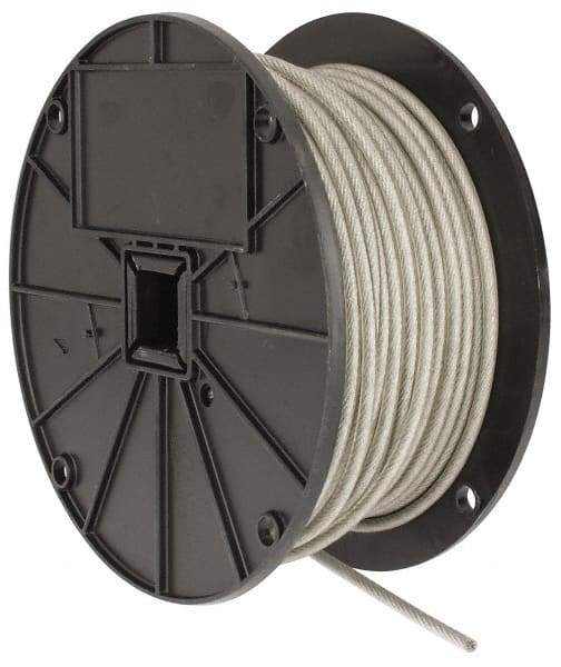 Value Collection - 3/16" x 3/32" Diam, Aircraft Cable - 920 Lb Breaking Strength, 7 x 7 Strand Core, Vinyl Coating - Benchmark Tooling