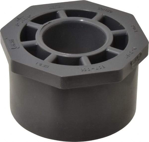 Value Collection - 3 x 1-1/4" PVC Plastic Pipe Reducer Bushing - Schedule 80, Spig x Soc End Connections - Benchmark Tooling