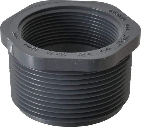 Value Collection - 2-1/2 x 2" PVC Plastic Pipe Reducer Bushing - Schedule 80, MIPT x FIPT End Connections - Benchmark Tooling