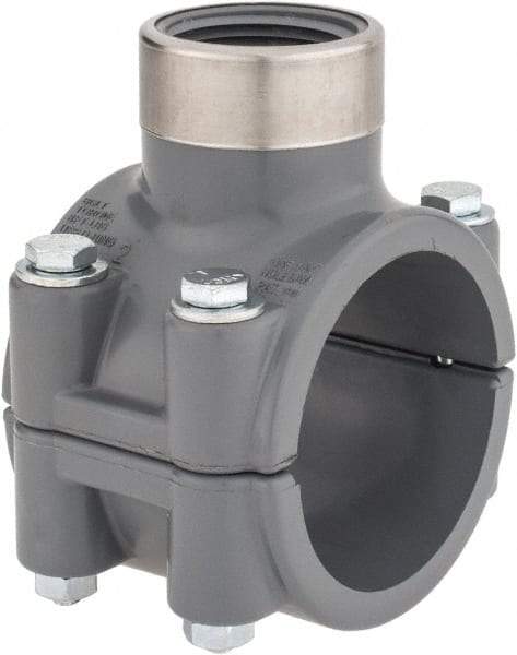 Value Collection - 2 x 1" CPVC Plastic Pipe Clamp On Saddle with Viton O-Ring - Schedule 80, Pipe O.D. x SR Fipt End Connections - Benchmark Tooling