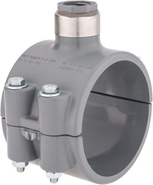 Value Collection - 3 x 1/2" CPVC Plastic Pipe Clamp On Saddle with Viton O-Ring - Schedule 80, Pipe O.D. x SR Fipt End Connections - Benchmark Tooling