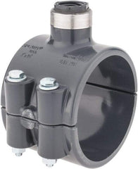 Value Collection - 3 x 1/2" PVC Plastic Pipe Clamp On Saddle with Viton O-Ring - Schedule 80, Pipe O.D. x SR Fipt End Connections - Benchmark Tooling