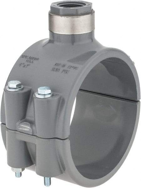 Value Collection - 4 x 3/4" CPVC Plastic Pipe Clamp On Saddle with Viton O-Ring - Schedule 80, Pipe O.D. x SR Fipt End Connections - Benchmark Tooling