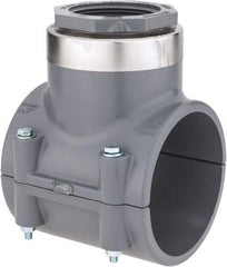 Value Collection - 4 x 2-1/2" CPVC Plastic Pipe Clamp On Saddle with Viton O-Ring - Schedule 80, Pipe O.D. x SR Fipt End Connections - Benchmark Tooling