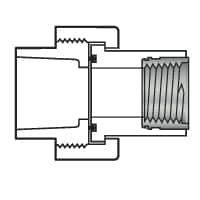 Value Collection - 2" PVC Plastic Pipe Union with EPDM O-Ring - Schedule 80, PVC Slip x Brass Fipt End Connections - Benchmark Tooling