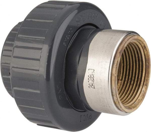 Value Collection - 1-1/4" PVC Plastic Pipe Union with EPDM O-Ring - Schedule 80, PVC Slip x Brass Fipt End Connections - Benchmark Tooling