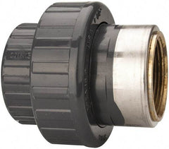 Value Collection - 1-1/2" PVC Plastic Pipe Union with EPDM O-Ring - Schedule 80, PVC Slip x Brass Fipt End Connections - Benchmark Tooling