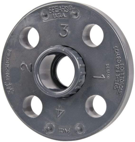 Value Collection - 3/4" Pipe, 3-7/8" OD, PVC Socket Pipe Flange - Schedule 80, Gray - Benchmark Tooling