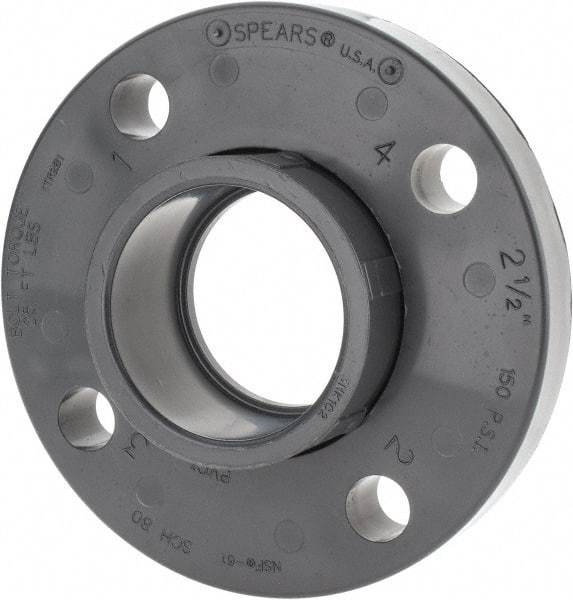 Value Collection - 2-1/2" Pipe, 7" OD, PVC Socket Pipe Flange - Schedule 80, Gray - Benchmark Tooling