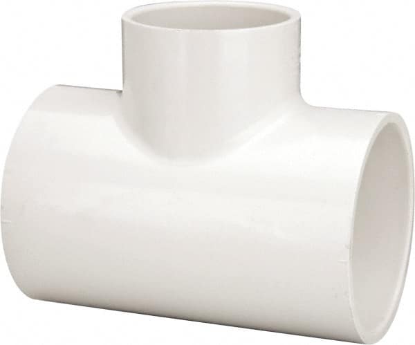 Value Collection - 4 x 4 x 3" PVC Plastic Pipe Reducing Tee - Schedule 40, All Slip End Connections - Benchmark Tooling