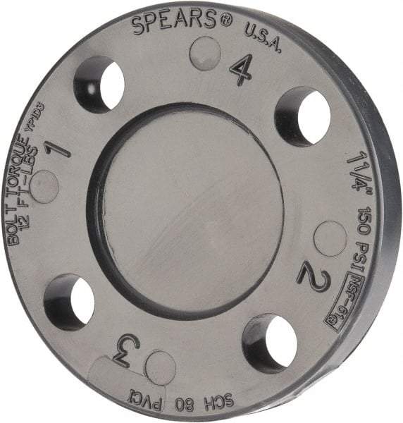 Value Collection - 1-1/4" Pipe, 4-5/8" OD, PVC Blind Pipe Flange - Schedule 80, Gray - Benchmark Tooling