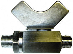 Midwest Control - 3/8" Pipe, Reduced Port, Stainless Steel Miniature Ball Valve - 2 Piece, Inline - Two Way Flow, MNPT x MNPT Ends, Butterfly Handle, 1,000 WOG, 150 WSP - Benchmark Tooling