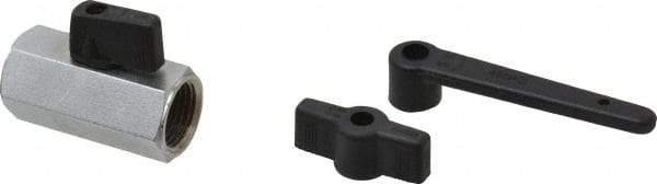 Midwest Control - 1/2" Pipe, Standard Port, Brass Miniature Ball Valve - 1 Piece, Inline - Two Way Flow, FNPT x FNPT Ends, Wedge Handle, 450 WOG - Benchmark Tooling