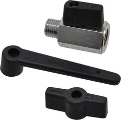 Midwest Control - 1/4" Pipe, Full Port, Brass Miniature Ball Valve - 1 Piece, Inline - Two Way Flow, MNPT x FNPT Ends, Wedge Handle, 450 WOG - Benchmark Tooling