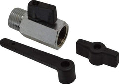 Midwest Control - 1/2" Pipe, Standard Port, Brass Miniature Ball Valve - 1 Piece, Inline - Two Way Flow, MNPT x FNPT Ends, Wedge Handle, 450 WOG - Benchmark Tooling