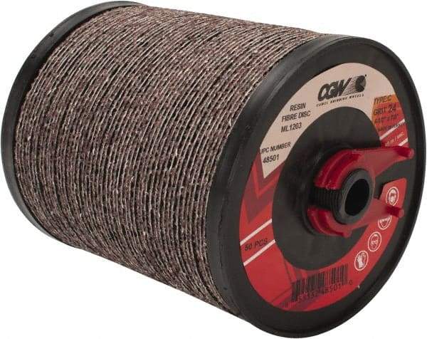 Camel Grinding Wheels - 4-1/2" Diam 7/8" Hole 24 Grit Fiber Disc - Very Coarse Grade, Aluminum Oxide, 13,300 Max RPM - Benchmark Tooling