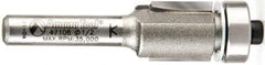 Amana Tool - 1/2" Cut Diam, 1/2" Length of Cut, 2 Flute Flush Trim Edge Profile Router Bit - Carbide-Tipped, 1/4" Shank Diam, 2-1/4" OAL, Uncoated - Benchmark Tooling