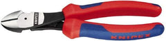 Knipex - 8" OAL, 1/8" Capacity, 1" Jaw Length x 1" Jaw Width, Diagonal Cutter Pliers - Oval Head, Ergo Two Component Handles - Benchmark Tooling