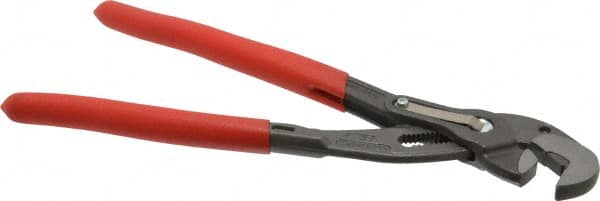 Knipex - 10" OAL, 1-1/4" Jaw Length, 15 Position Adjustable Tongue & Groove Pliers - Self-Gripping Smooth Parallel Parrot Jaws, Standard Head, Plastic Coated Handles - Benchmark Tooling